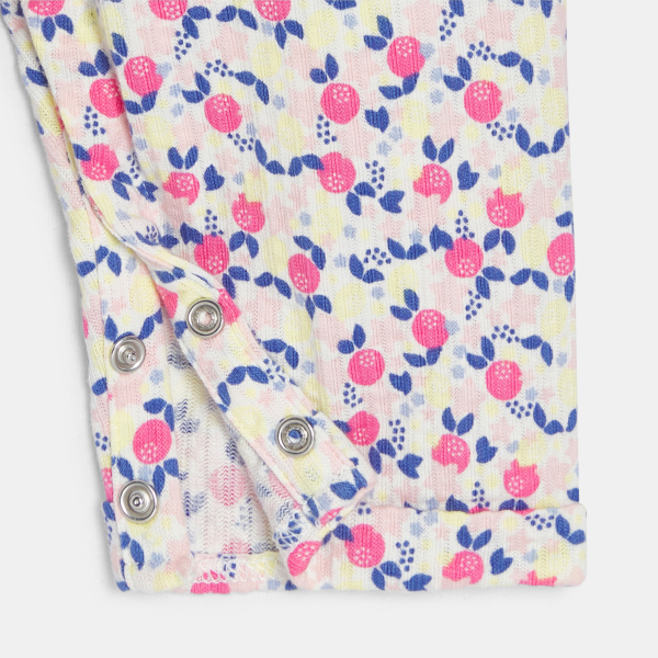 بذلة من نسيج فاخر بطبعة الفواكه باللون الوردي للفتيات الصغيرات